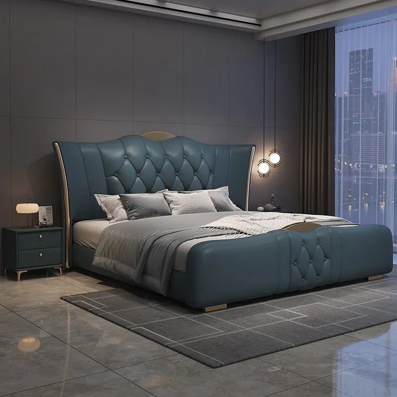 Side rail profile close-up – bed frame, bed and cot – gold accent details

