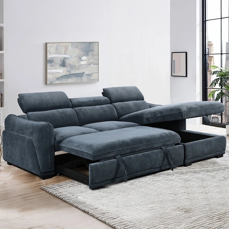 Storage space beneath chaise section – sofa cum bed, sofa bed design