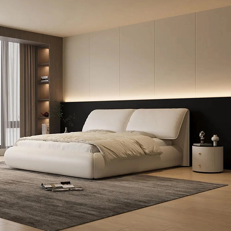 White bed frame low profile style, new bed design + master bedroom bed design