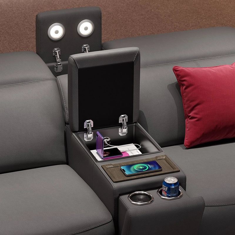 Power headrest close-up – home cinema recliner, home cinema armchairs – high backrest