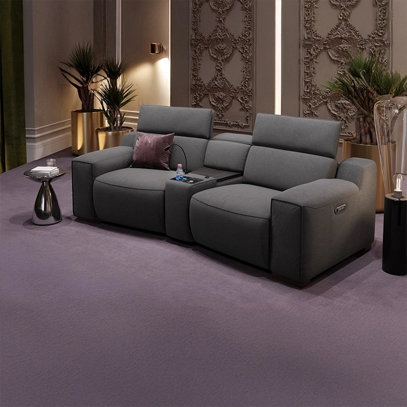 This two-seater home cinema recliner merges ergonomic comfort with cinematic functionality, ideal for any upscale home entertainment seating arrangement.