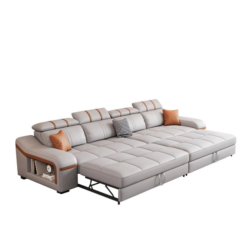 Folded layout with visible metal legs – sofa cum bed design, sofa bed couch