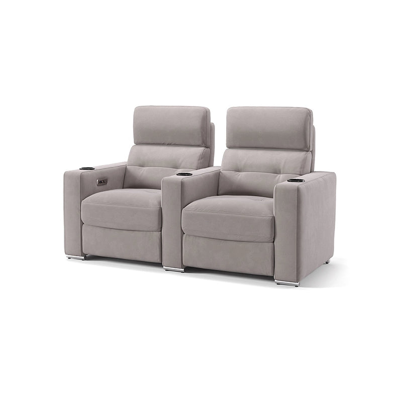 2-seater straight row theater sofa seating and home entertainment couch with ash leatherette