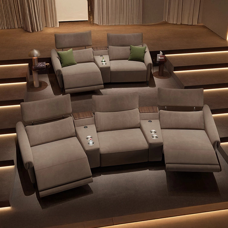 Taupe theater recliner picture with home entertainment couch and home theater chairs