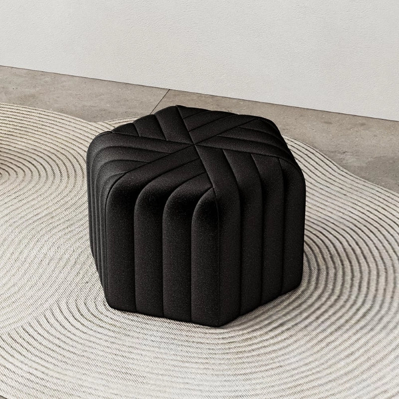  Radial tufted photo of pouffe ottoman and living room ottoman in black fabric