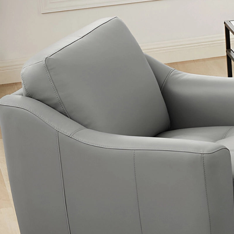 Tufted seat cushions and sloped armrests reflect modern sofa design, while the high, detachable back cushions offer practical support.