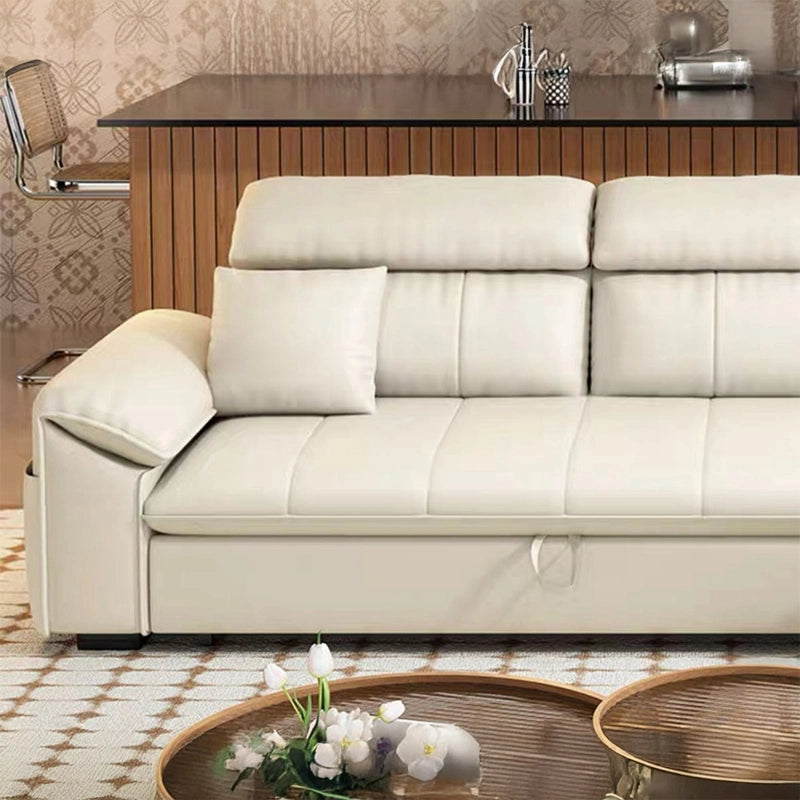 Side pocket arm close-up — convertible sofa bed, sofa bed design, cream finish