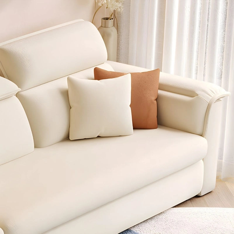 This L-shaped sleeper settee balances elegance and function, perfect for compact homes or Airbnb stays