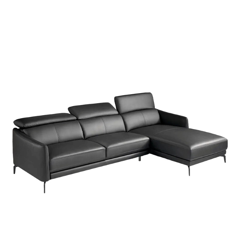 The Lucent leather corner sofa set is a stylish addition to any urban apartment or luxury living room.