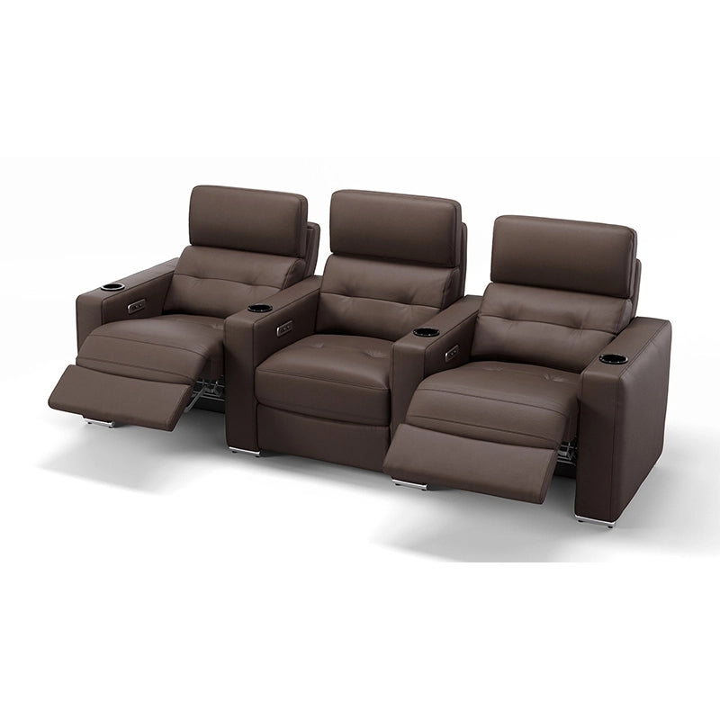 Electric recliner seats with home theater chairs and home cinema recliner sofa in brown leatherette
