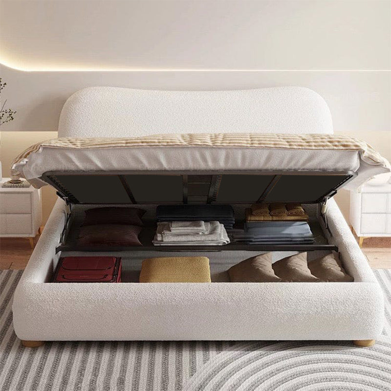 This modern upholstered bed blends Scandinavian-inspired form with Indian functionality, ideal for urban master bedrooms.