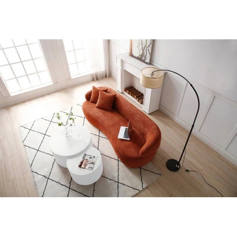 Floor-hugging modern couch in Rust orange, sofa set dijain, designer couch – 3 seat