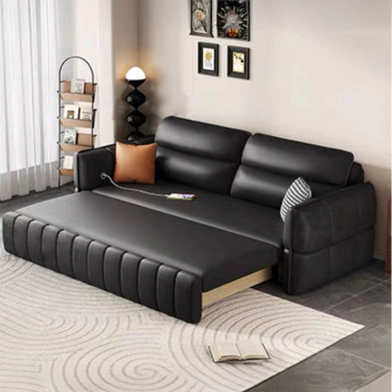 A built-in USB charging port on the armrest enhances functionality. 