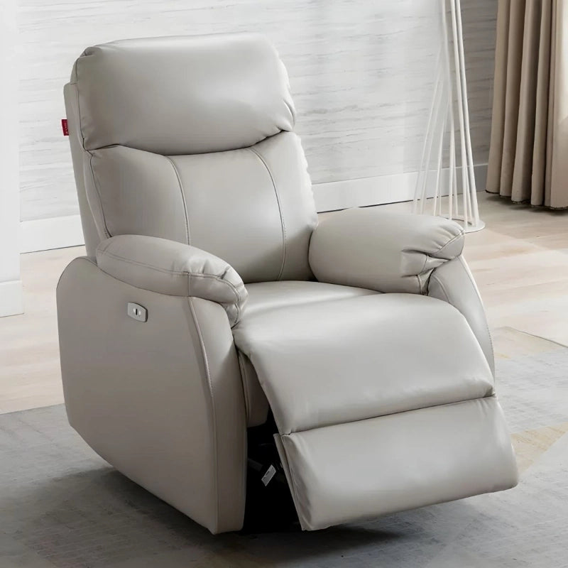 Pillow-arm ash recliner with manual lever – compact sofa, couch with a recliner – 1 seater, ash