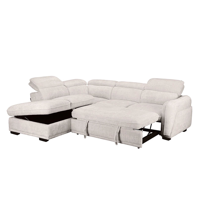 Plush corduroy upholstery with soft ivory tone – sofa bed couch, convertible settee bed