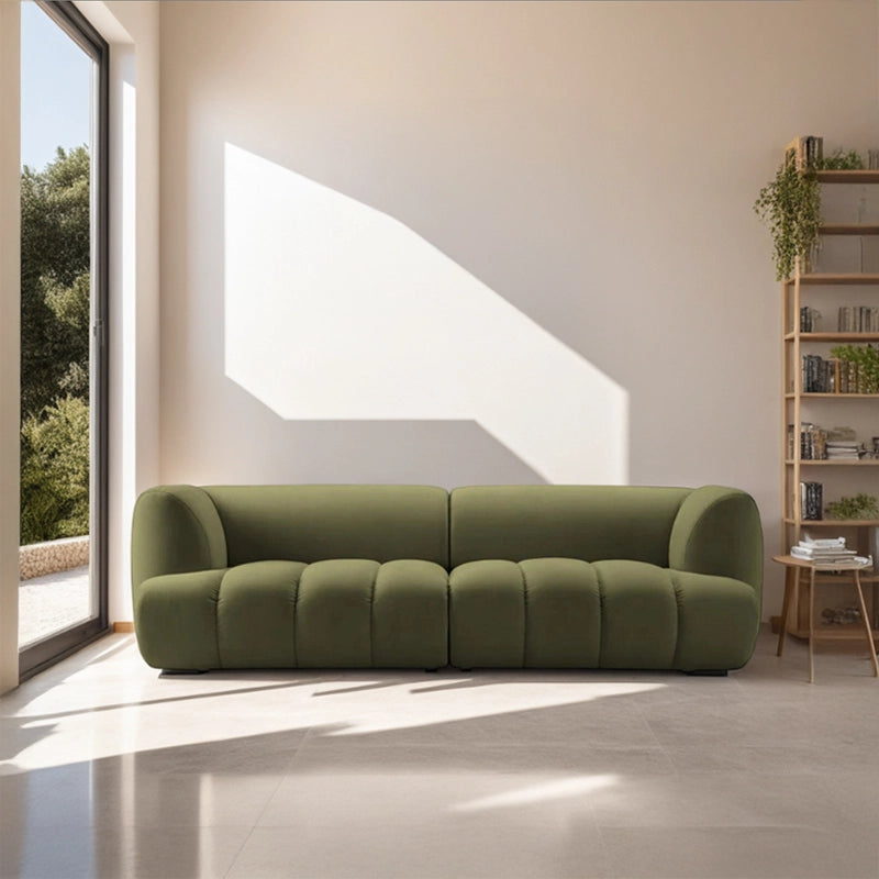 Rounded arms and matte upholstery, luxury sofa look, 3 seater sofa, fabric sofa set