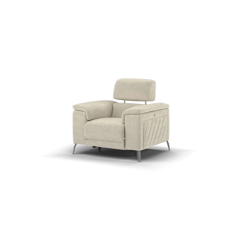 Metal-leg base photograph with 1 seater recliner couch + 1 seater recliner sofa + Cream colour