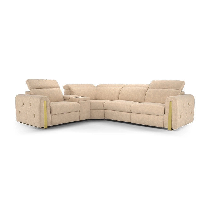  Recliner in lounge position, Custom Designed to Order, Sofa and recliner set, ivory - 2+corner+console+1