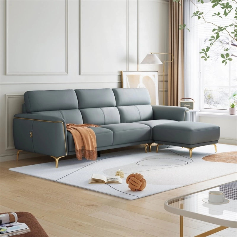 Crafted with a durable neem wood frame and finished in high-quality leather upholstery, it features a linear and L shaped sofa layout suited for contemporary needs.