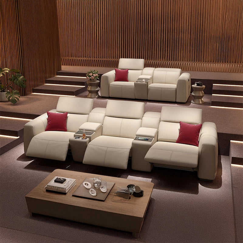 The power reclining footrests and headrests adjust independently for personalised relaxation, making it ideal for movie theater seats for home.
