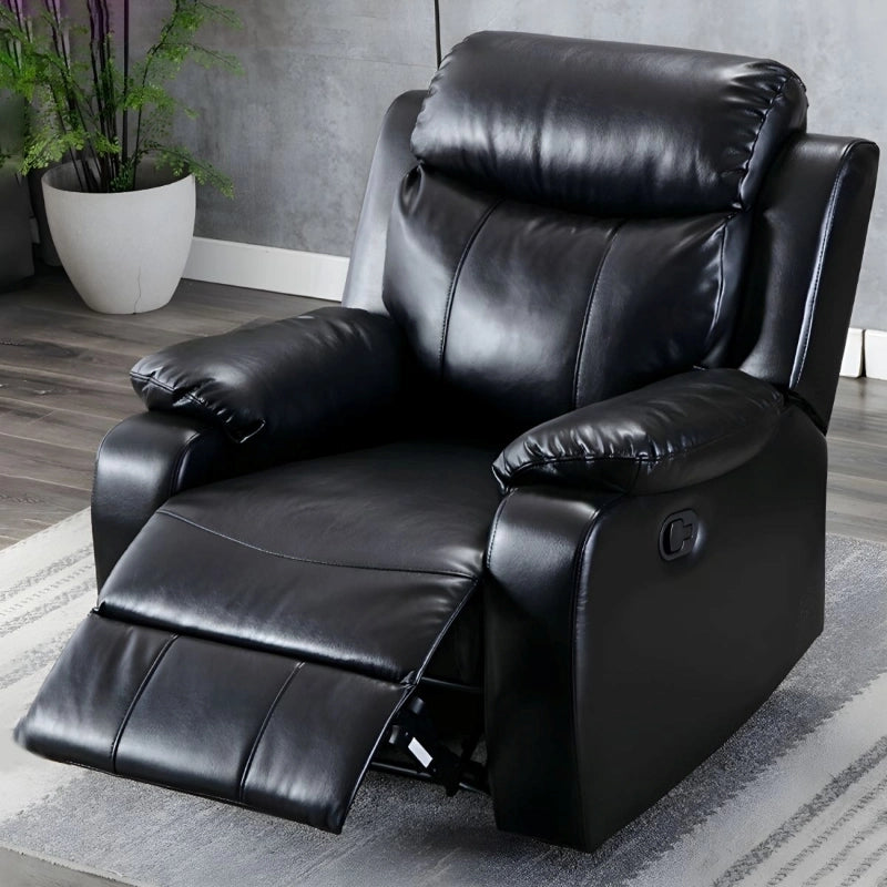 Its bold, overstuffed design includes a segmented backrest, pillowy arm support, and a stitched chaise footrest for extended comfort.