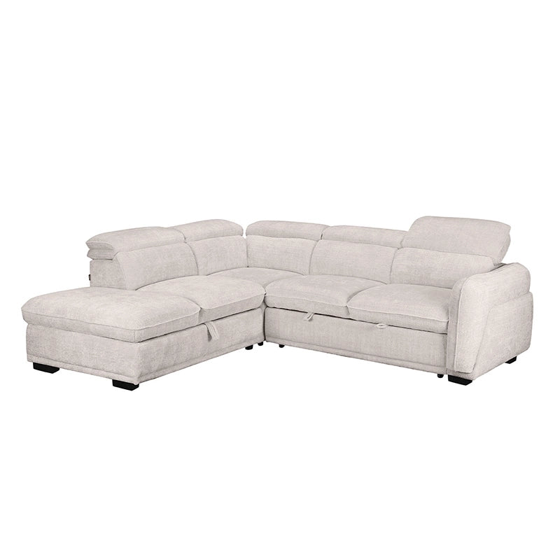 With an L-shaped silhouette and a reversible lounger, it comfortably seats five to six.