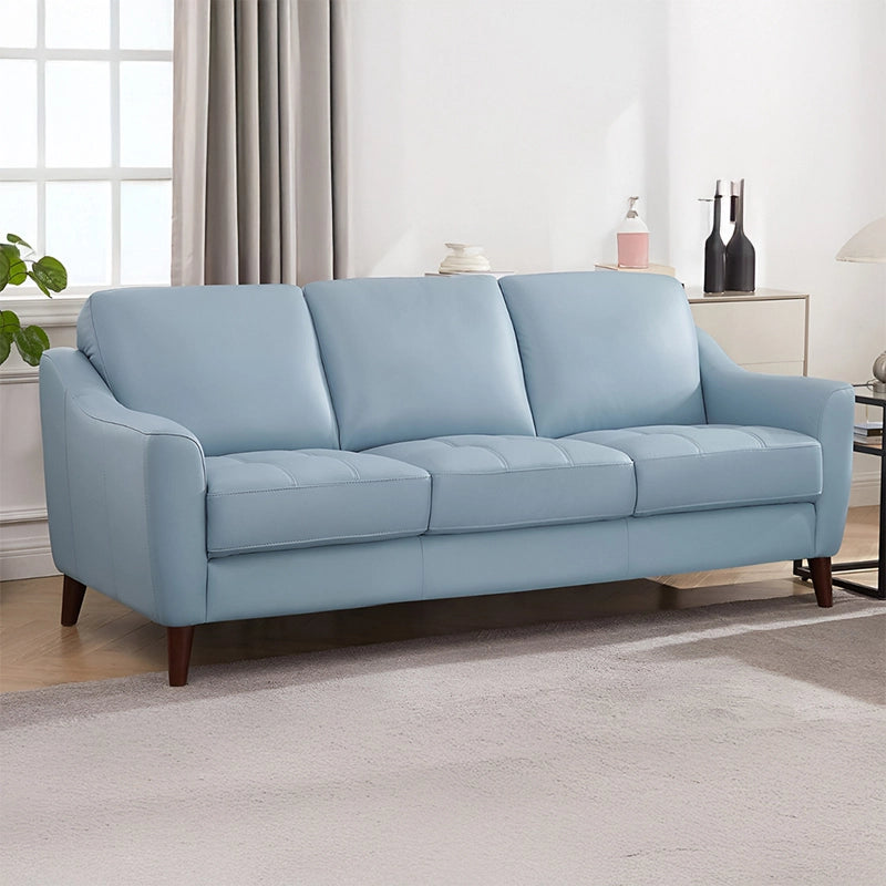 Sky blue couch image showing stylish sofa design and 3 seater sofa setup