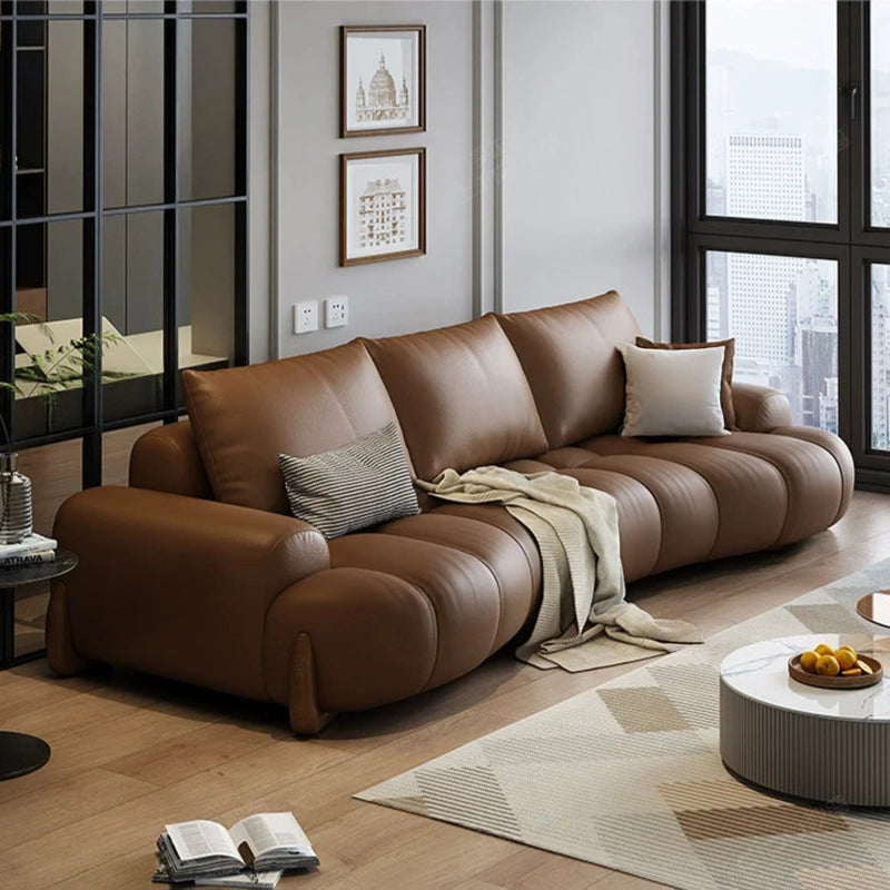 Designer pic showing modular 3 seater leather sofa in living room sofa set setup