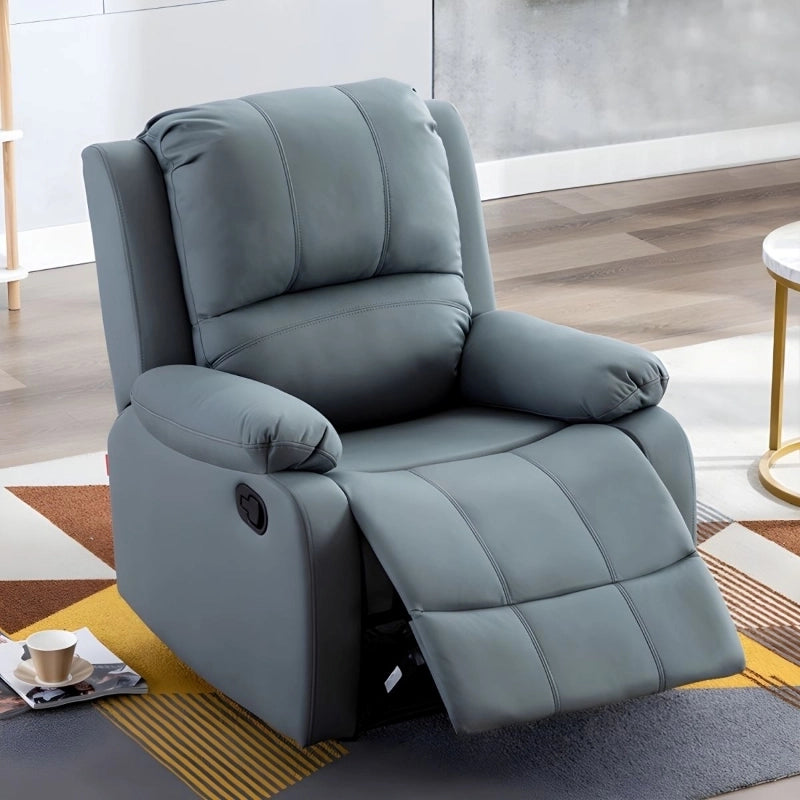 Plush teal manual recliner, Custom Tailored to Order, double-stitch finish, 1 seater faux leather