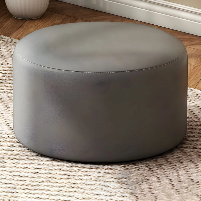 Ash grey pouf – living room ottoman, pouffe ottoman – stitched top design